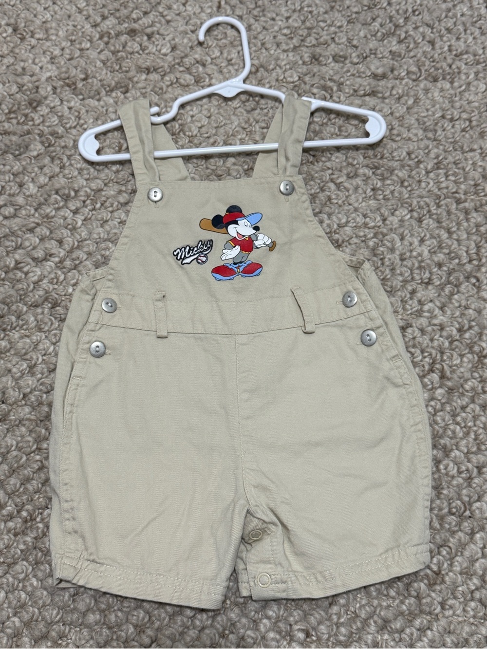 Mickey Mouse Beige Kids' Short Overalls size 18 months